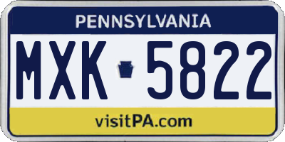 PA license plate MXK5822