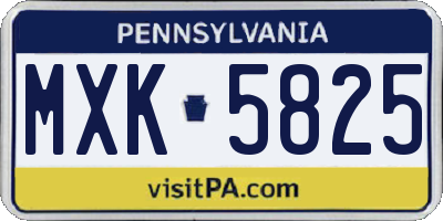 PA license plate MXK5825