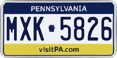PA license plate MXK5826