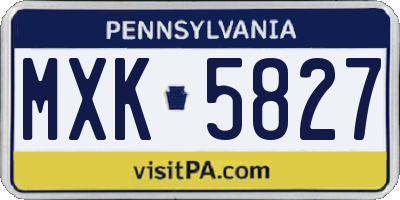 PA license plate MXK5827