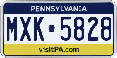 PA license plate MXK5828