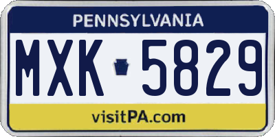 PA license plate MXK5829