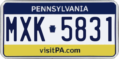 PA license plate MXK5831