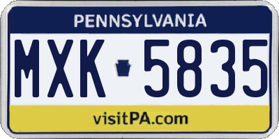 PA license plate MXK5835