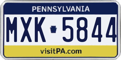 PA license plate MXK5844