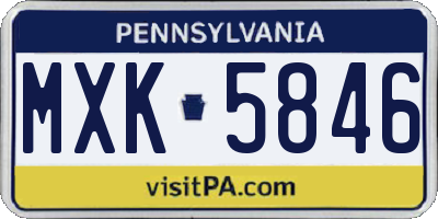 PA license plate MXK5846