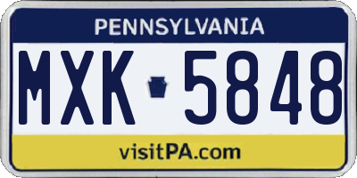 PA license plate MXK5848