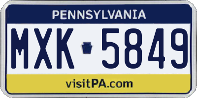 PA license plate MXK5849