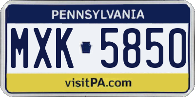 PA license plate MXK5850