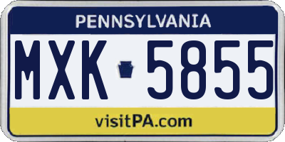 PA license plate MXK5855