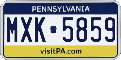 PA license plate MXK5859