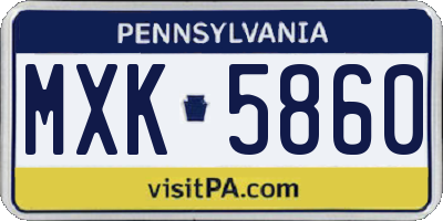 PA license plate MXK5860
