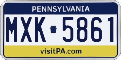 PA license plate MXK5861