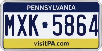 PA license plate MXK5864