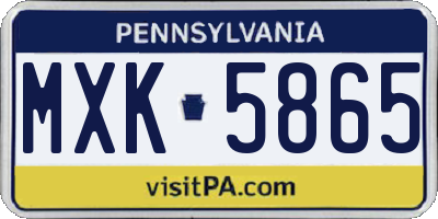 PA license plate MXK5865