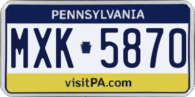 PA license plate MXK5870