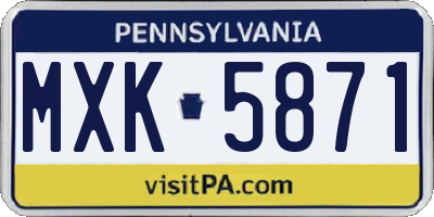 PA license plate MXK5871