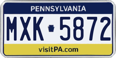 PA license plate MXK5872