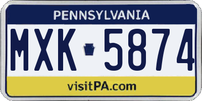 PA license plate MXK5874