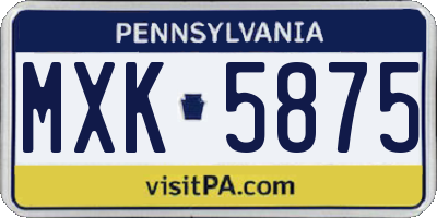 PA license plate MXK5875