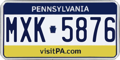 PA license plate MXK5876