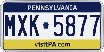 PA license plate MXK5877