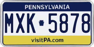 PA license plate MXK5878