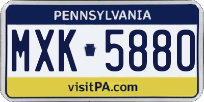 PA license plate MXK5880