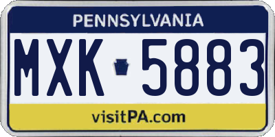 PA license plate MXK5883