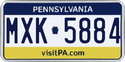 PA license plate MXK5884