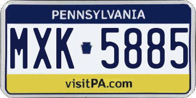 PA license plate MXK5885