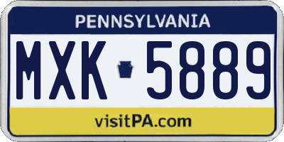 PA license plate MXK5889