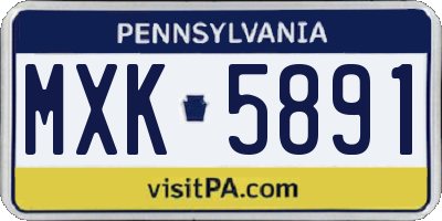 PA license plate MXK5891