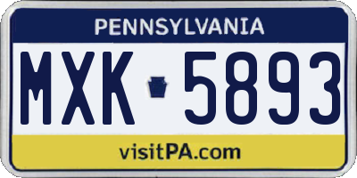 PA license plate MXK5893