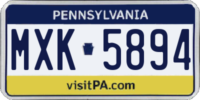 PA license plate MXK5894