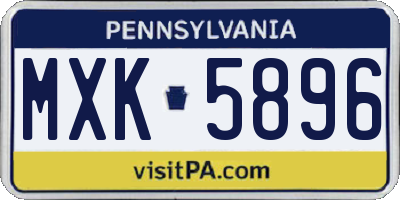 PA license plate MXK5896