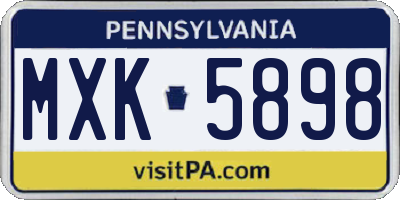 PA license plate MXK5898