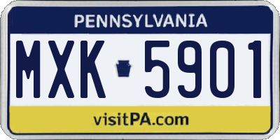 PA license plate MXK5901