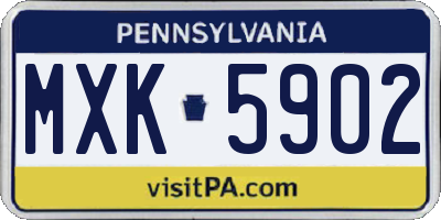 PA license plate MXK5902