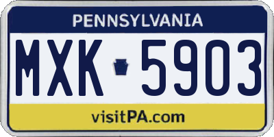 PA license plate MXK5903