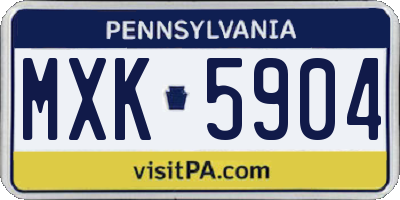 PA license plate MXK5904