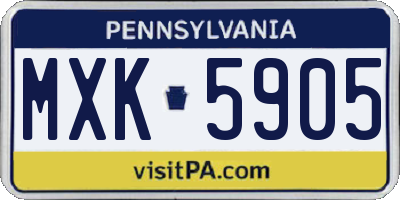 PA license plate MXK5905