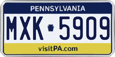PA license plate MXK5909