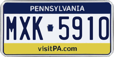 PA license plate MXK5910