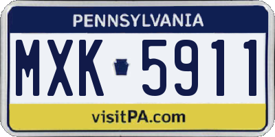 PA license plate MXK5911