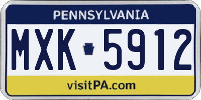 PA license plate MXK5912