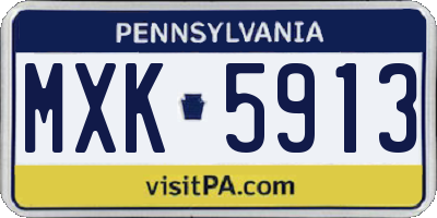PA license plate MXK5913