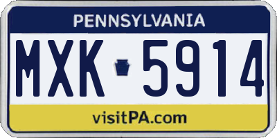 PA license plate MXK5914