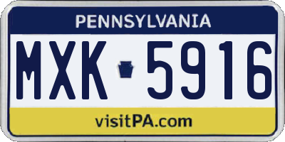 PA license plate MXK5916