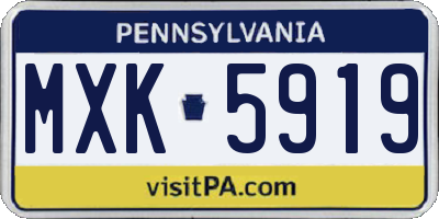 PA license plate MXK5919